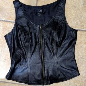 Leather zippered vest